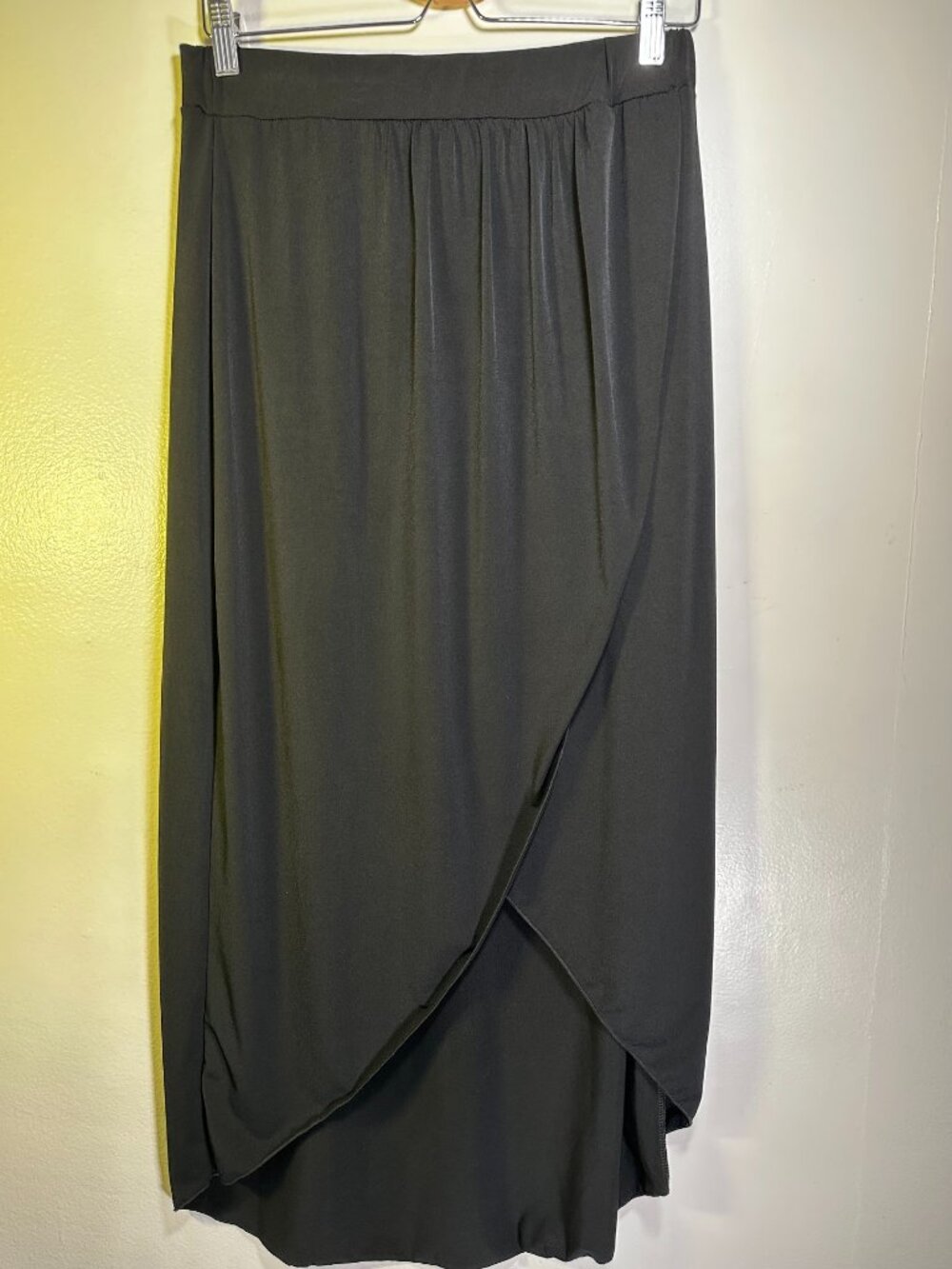 Susan Lawrence Black Layered Asymmetrical Maxi Skirt – Faux Wrap